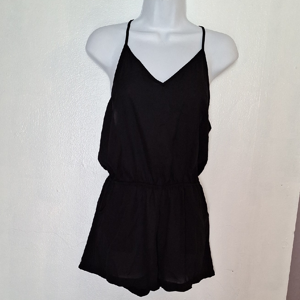 Brandy Melville Black V-Neck Romper